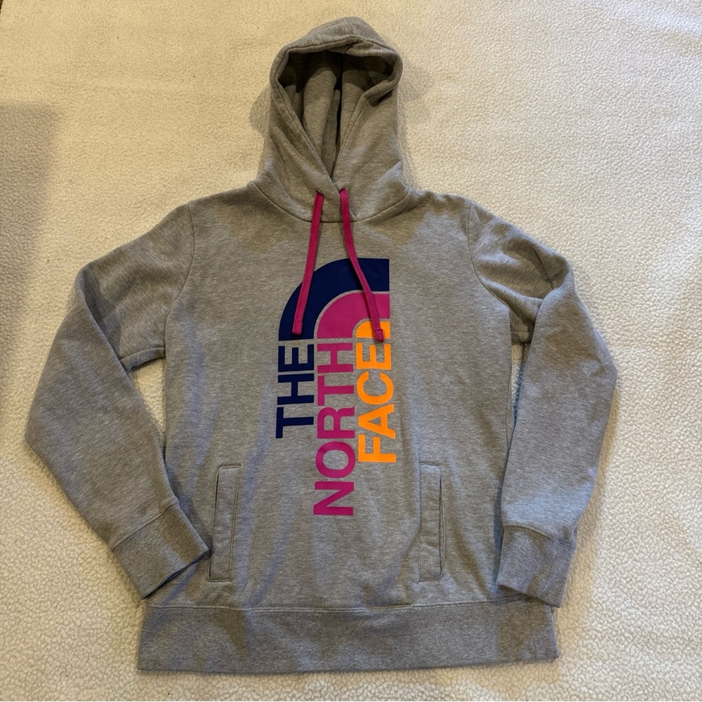 The North Face Hoodie Women's Medium Logo Pullover Hooded Sweatshirt Gray